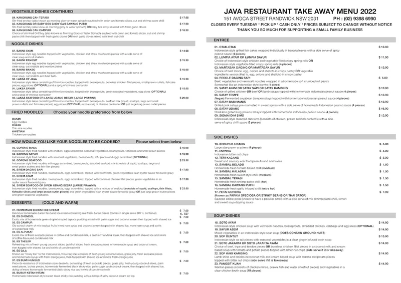 Java Restaurant