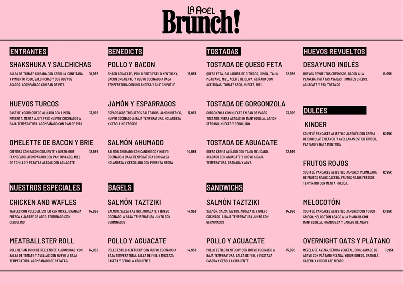 LA ROEL BRUNCH - BARCELONA Restaurante de brunch, desayunos (breakfast) de calidad con opciones veganas y saludables cerca