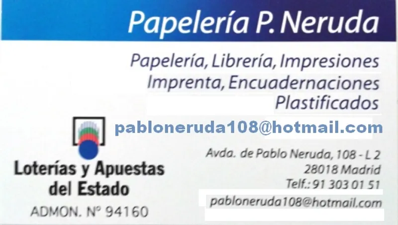PAPELERIA/LIBRERIA LOTERIAS P. NERUDA