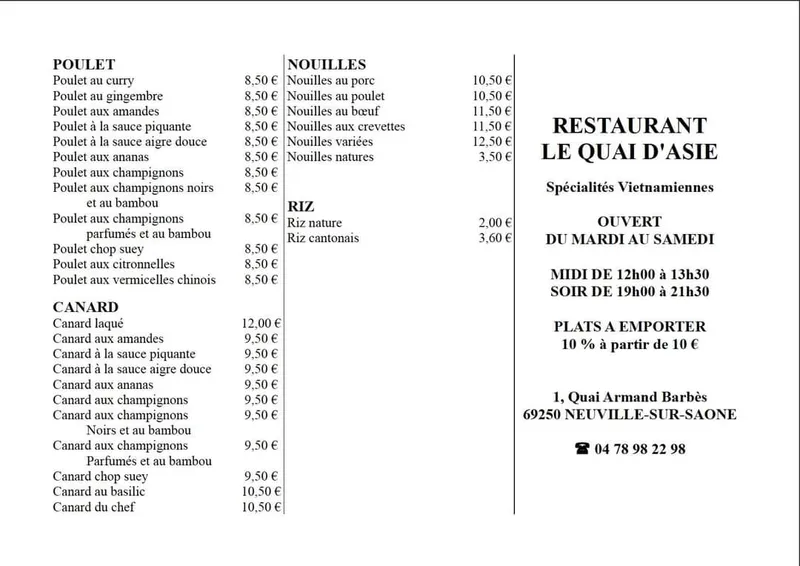 Restaurant Le Quai d'Asie