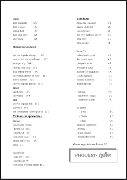 Le Phouket - Restaurant Chinois & Thaïlandais