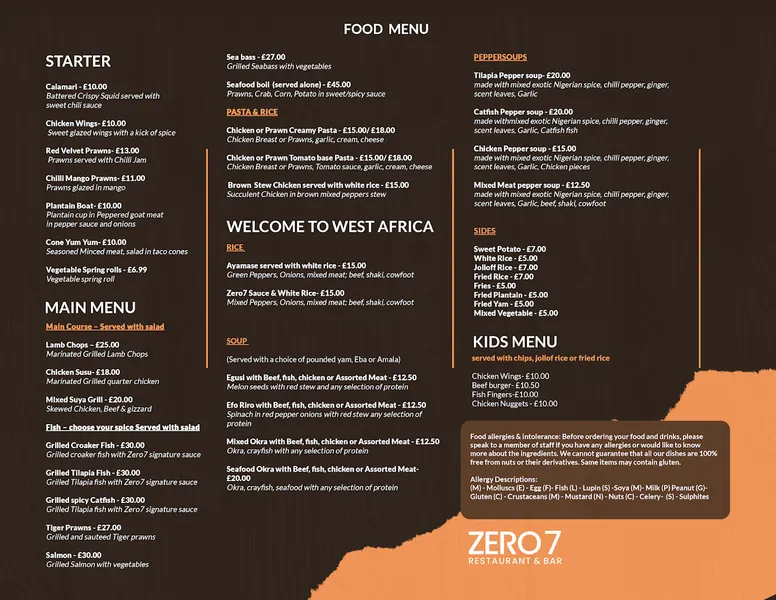 Zero7 Restaurant & Bar (Afro-Infused Food Hornchurch)