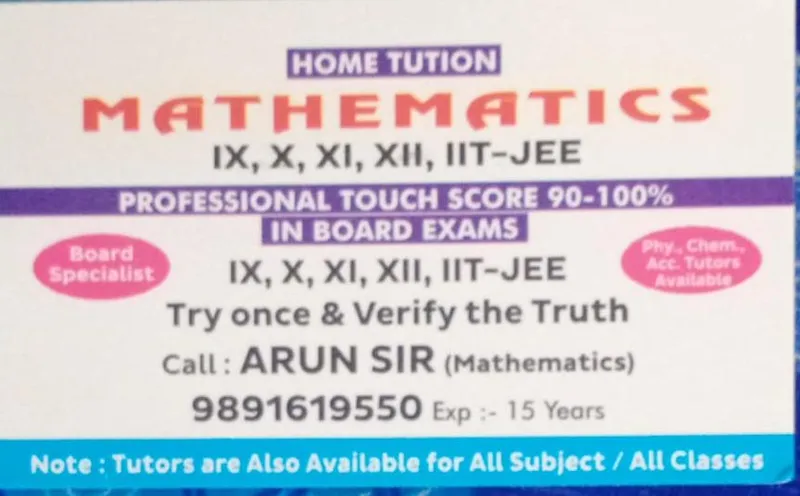 Home Tutors For Maths By Arun Sir