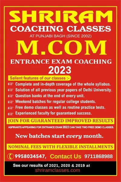 M.com Entrance Classes (Shriram Classes)