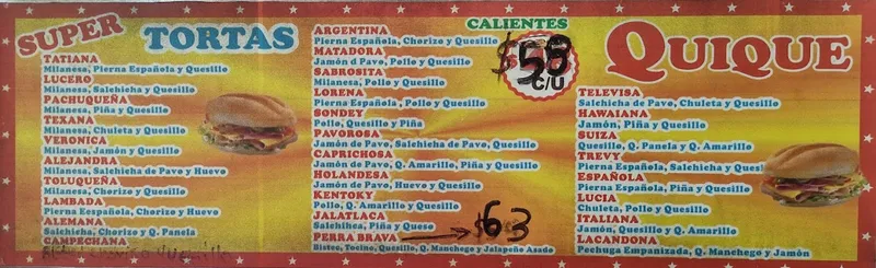 "Tortas QuiQue" de lunes a sábado de 10 am a 10:30 pm