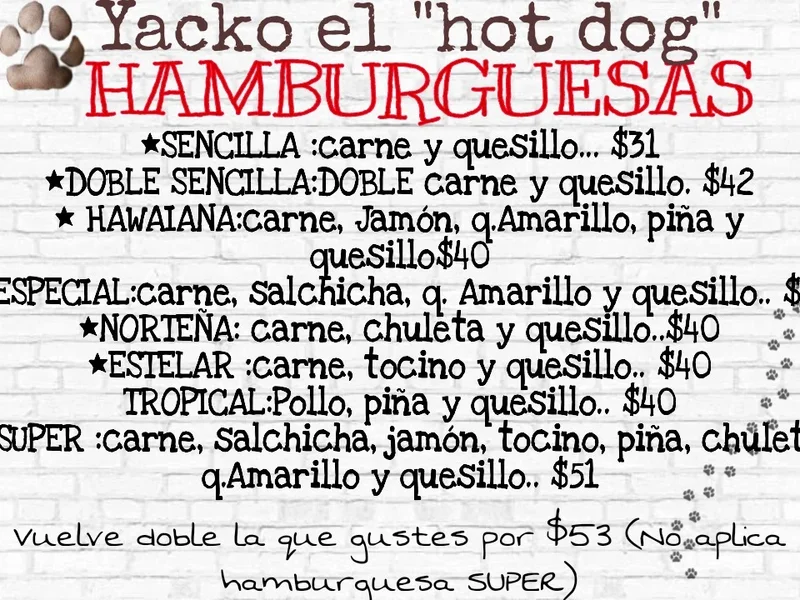 Tortas y hamburguesas Yacko el “Hot dog”