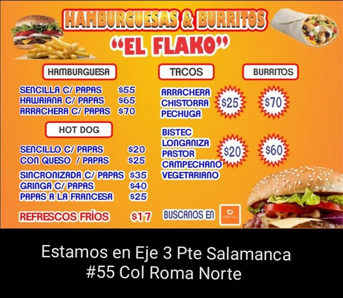 Hamburguesas y Burritos El Flako