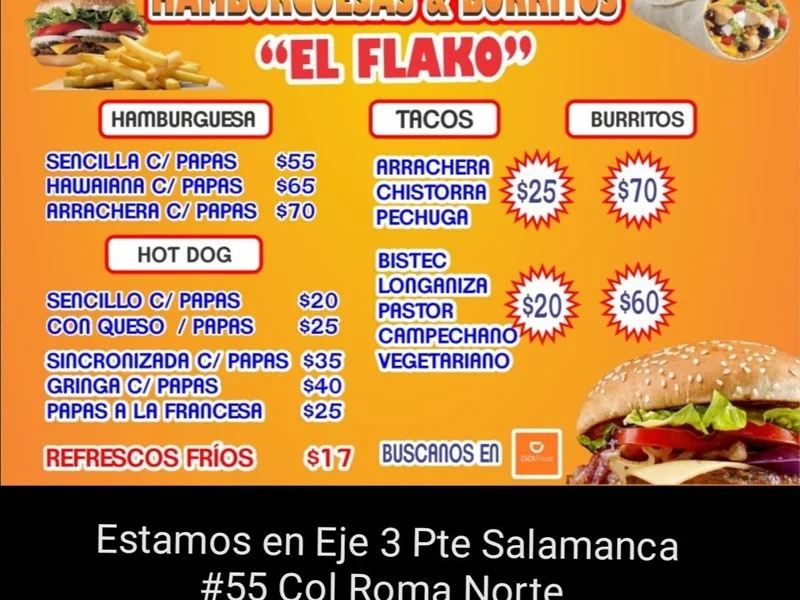Hamburguesas y Burritos El Flako