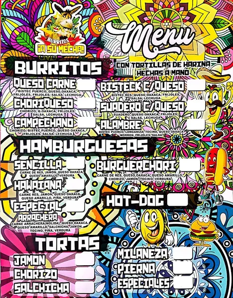 Hamburguesas y burritos A su mecha