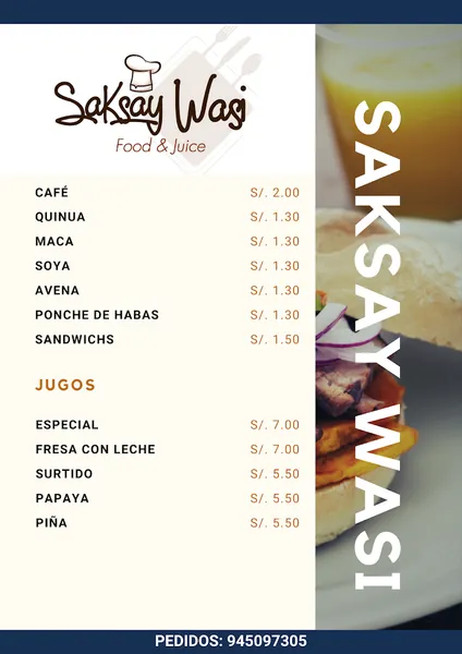 DESAYUNOS TRADICIONALES Y JUGOS "SAKSAY WASI"