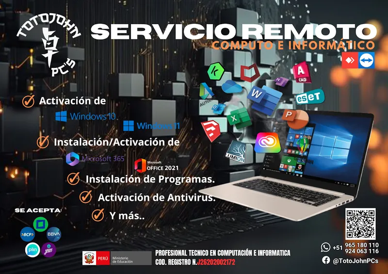 Servicio Técnico de PC's y Laptops - Domicilio & Remoto / TotoJohn PC's Service