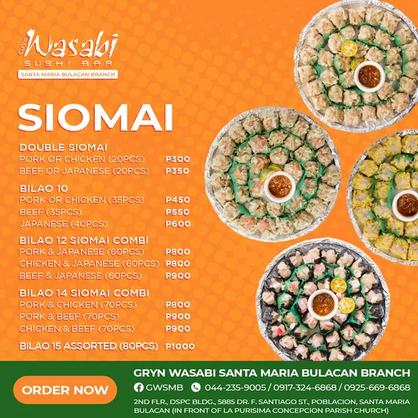 GRYN WASABI SUSHI BAR – STA. MARIA BULACAN BRANCH