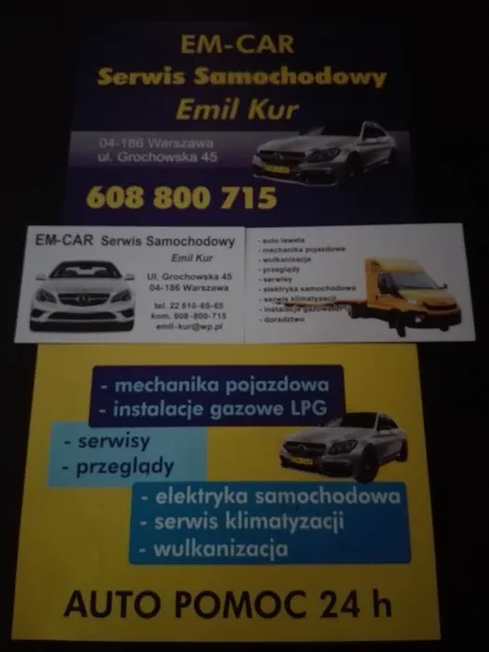 EM-CAR Serwis Samochodowy Mechanik Praga Płd. E. Kur Instalacje Lpg , Autopomoc, Wulkanizacja.