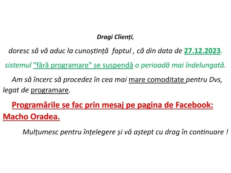 Frizerie Macho Oradea - Cu programare