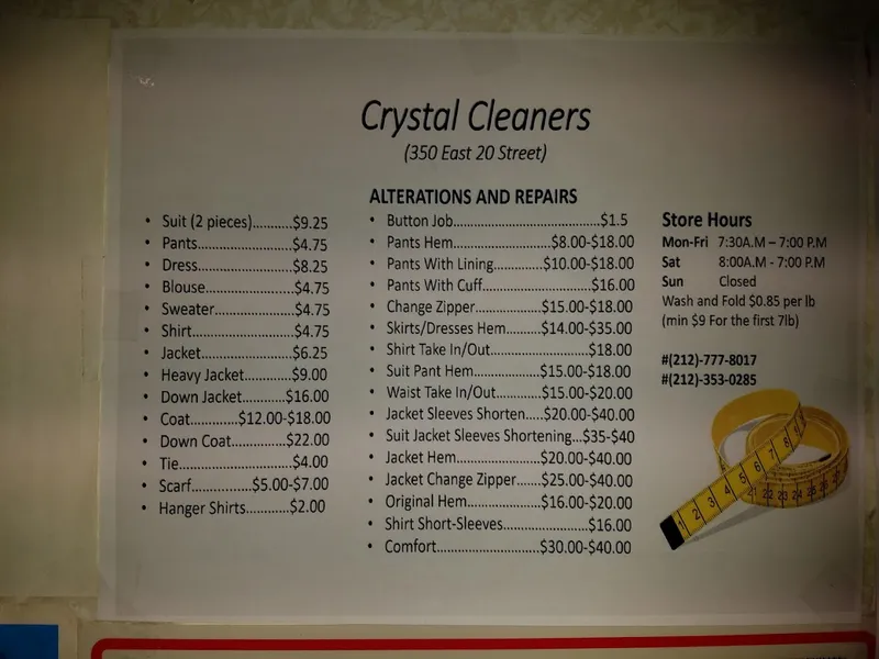 dry cleaning Crystal Cleaners