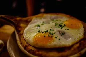 fried eggs in East Village NYC