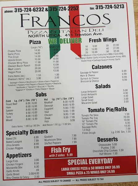 delivery restaurants Franco's Pizza & Italian Deli