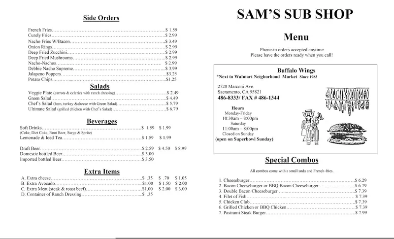 Sandwiches restaurants Sam's Sub Shop