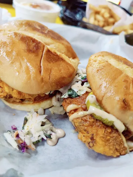 chicken sandwiches Fluckers Hot Chicken