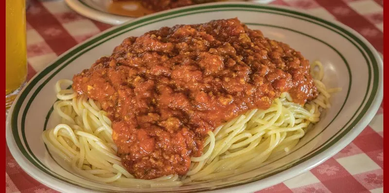 angel hair pasta Filippis Pizza Grotto Pacific Beach