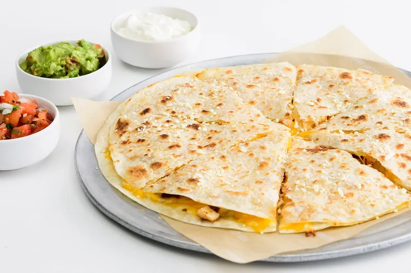 chicken quesadilla Sharky's Woodfired Mexican Grill