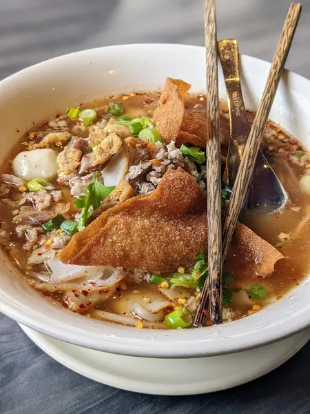 chicken rice soup Lapats Thai Noodles Bar in Tenderloin