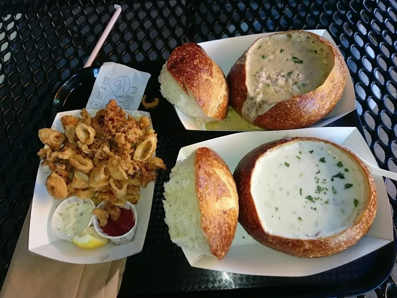 birthday dinner Fisherman’s Wharf Chowder and Crab Sidewalk Stands