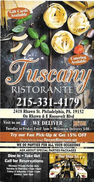 delivery restaurants Tuscany Ristorante