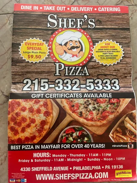 pizza places Shef's Pizza & Deli in Holmesburg