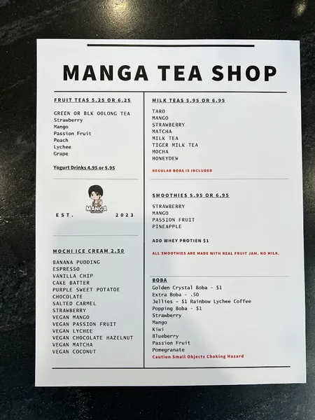 bubble tea Manga Tea Shop