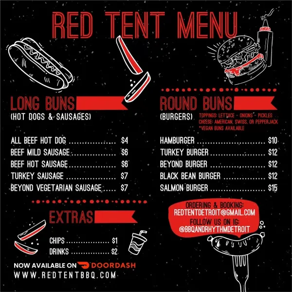 hot dog Red Tent BBQ and Rhythm