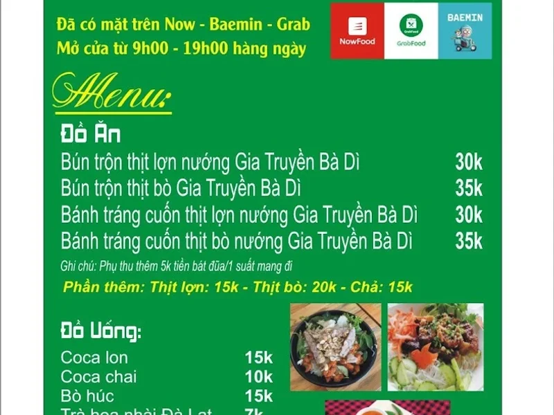 Quán ăn Bà Dì - Bún Trộn Thị Nướng Gia Truyền