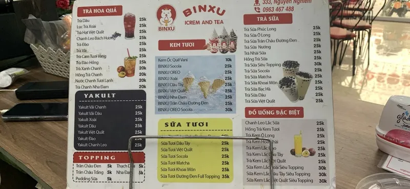 Kem tươi,Trà sữa BINXU