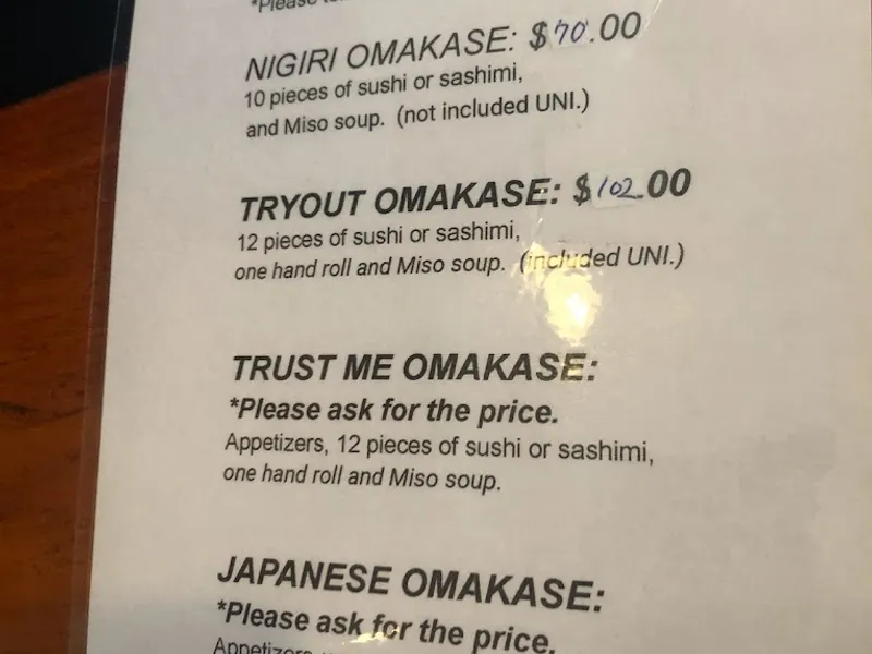 Menu Sushi Sasabune