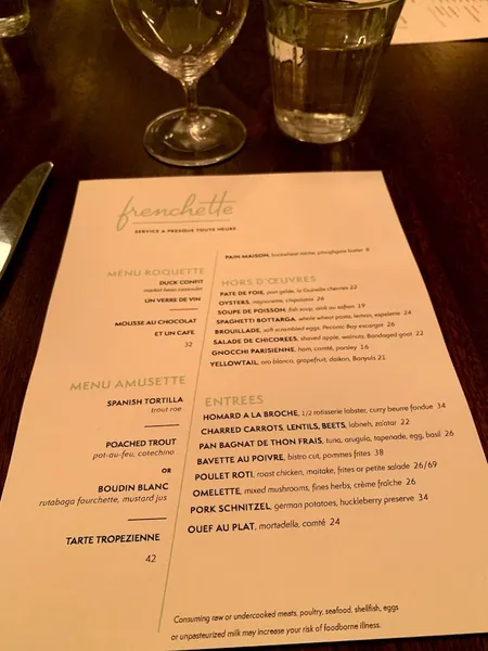 Menu Frenchette