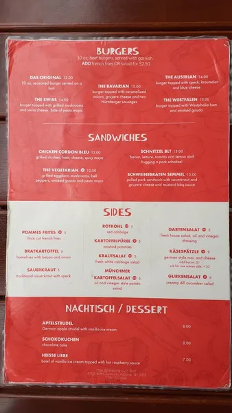 Menu Max Bratwurst und Bier