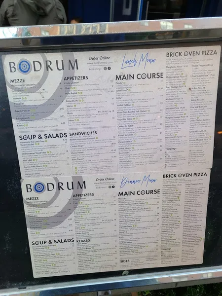 Menu Bodrum Mediterranean Restaurant