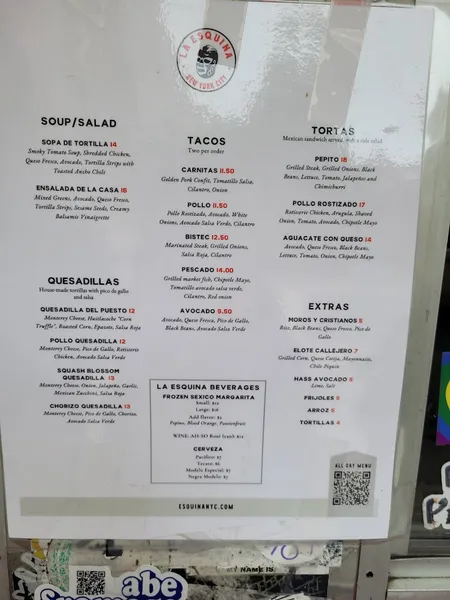 Menu La Esquina