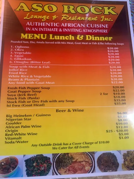 Menu Aso Rock