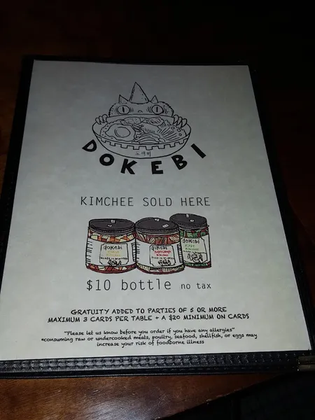 Menu Dokebi Bar and Grill