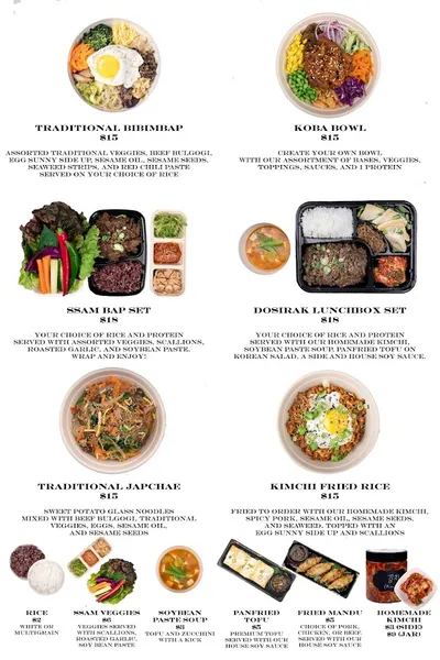 Menu KOBA Korean BBQ