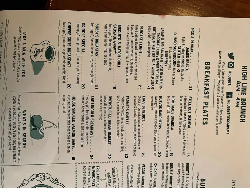 Menu Bubby's