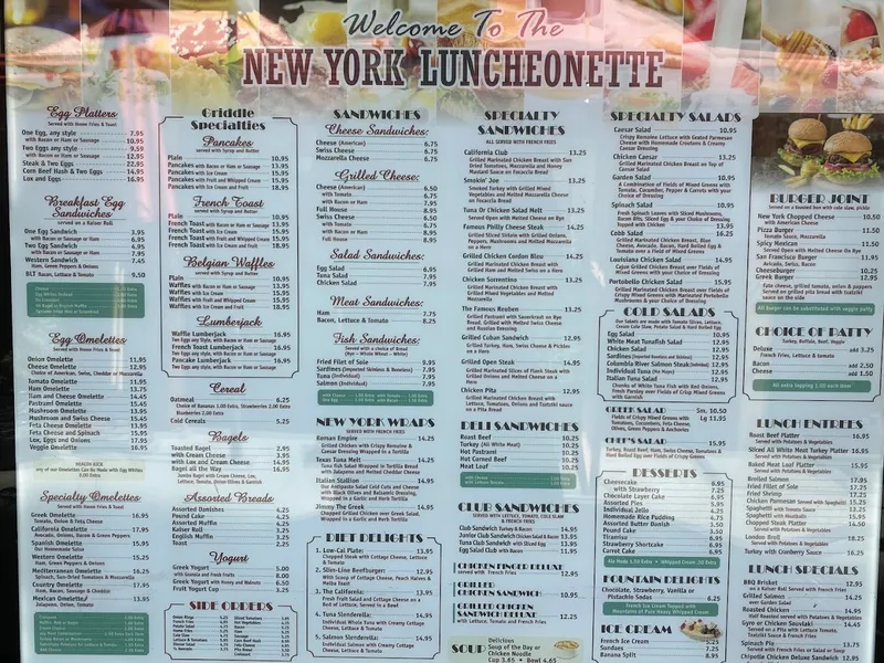 Menu New York Luncheonette