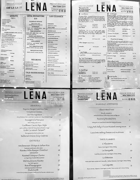 Menu Lena lower east side