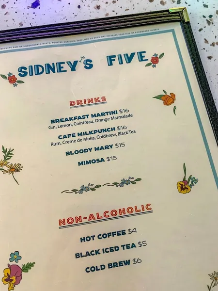 Menu Sidney’s Five