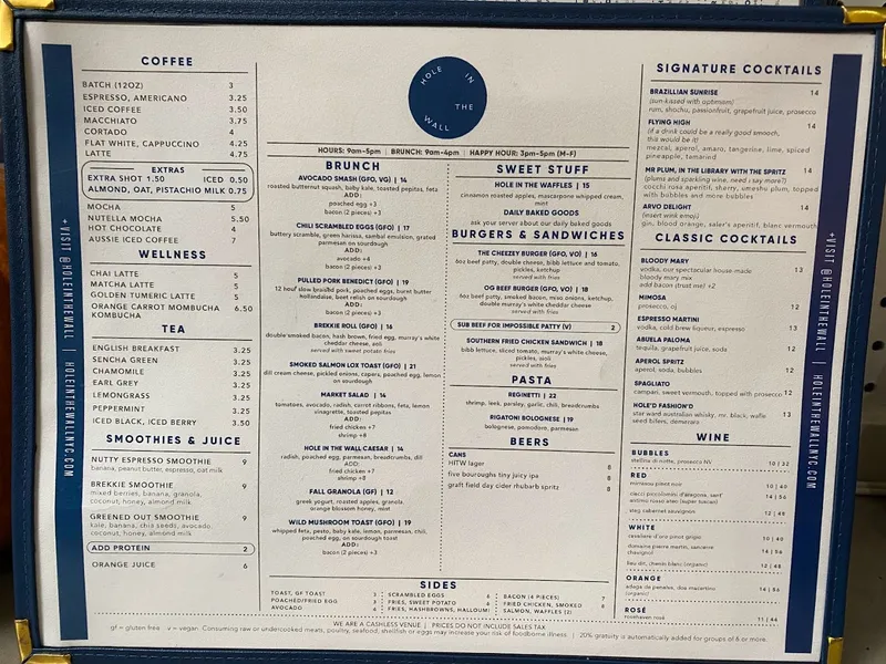 Menu Hole In The Wall