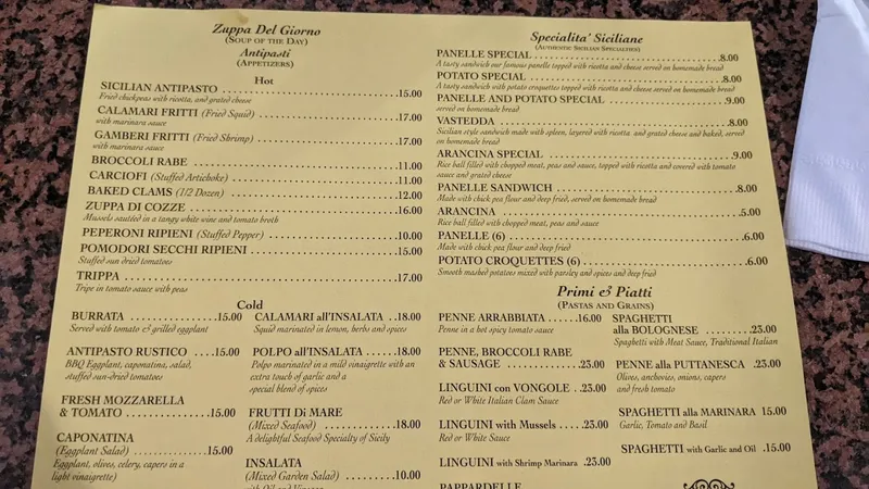 Menu Ferdinando's Focacceria