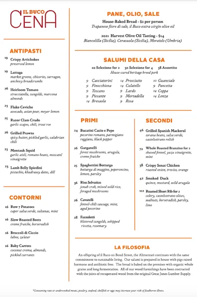 Menu Il Buco Alimentari & Vineria