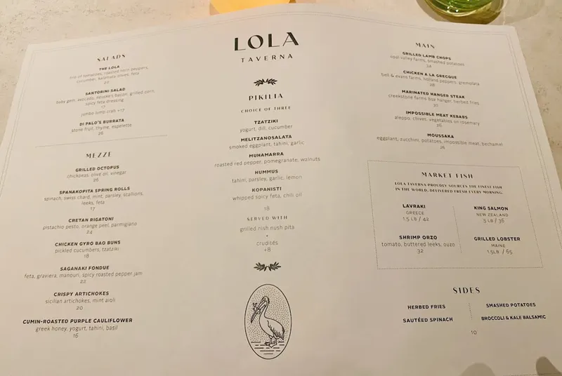 Menu Lola Taverna