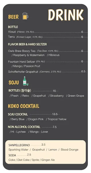 Menu Koko Wings & Cajun Seafoods